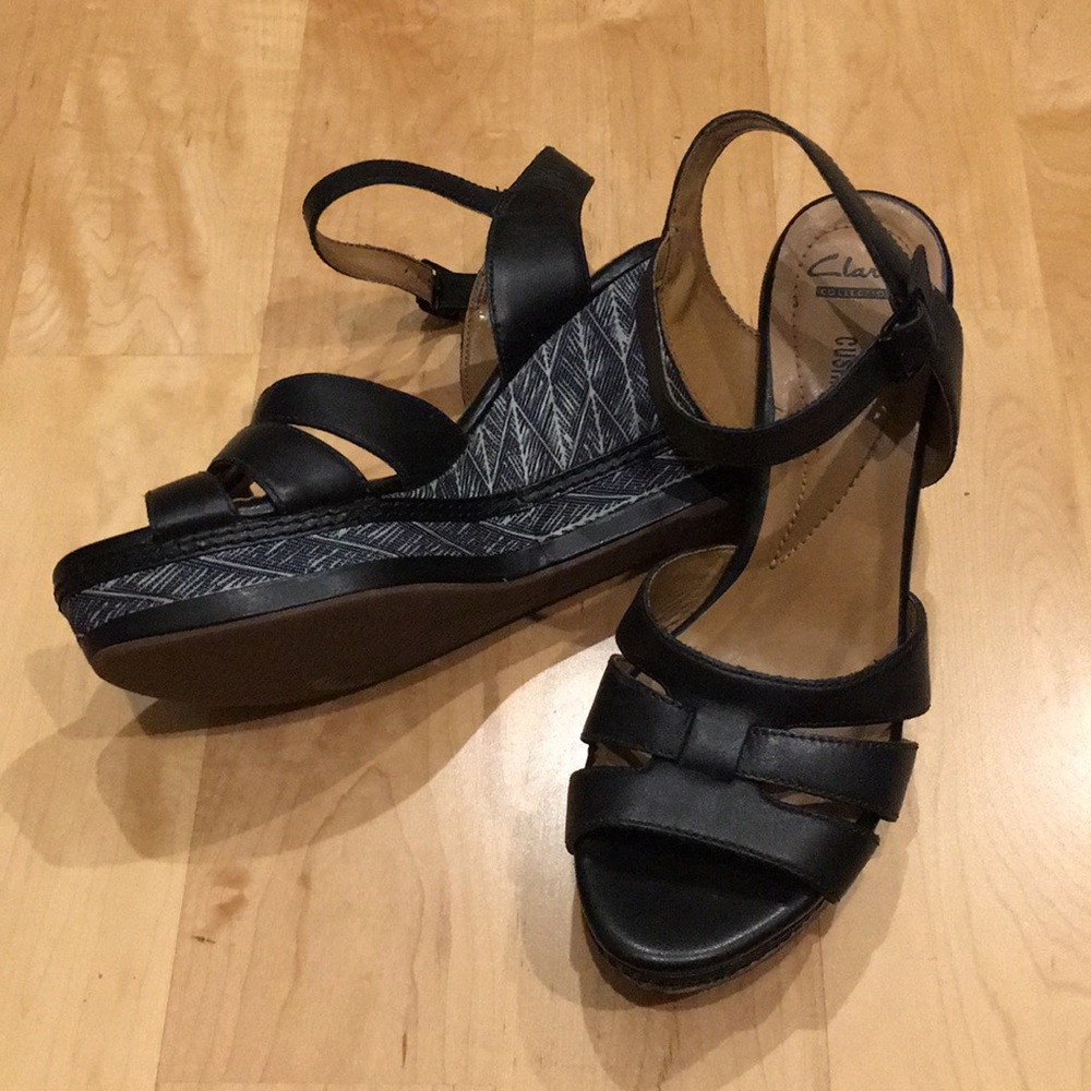 Clarks Collection Platform Wedge Sandal; Sz 9.5